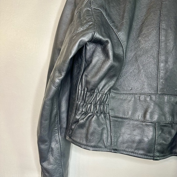 Mustang Women’s Black Leather Biker Jacket Size Med - Picture 3 of 10